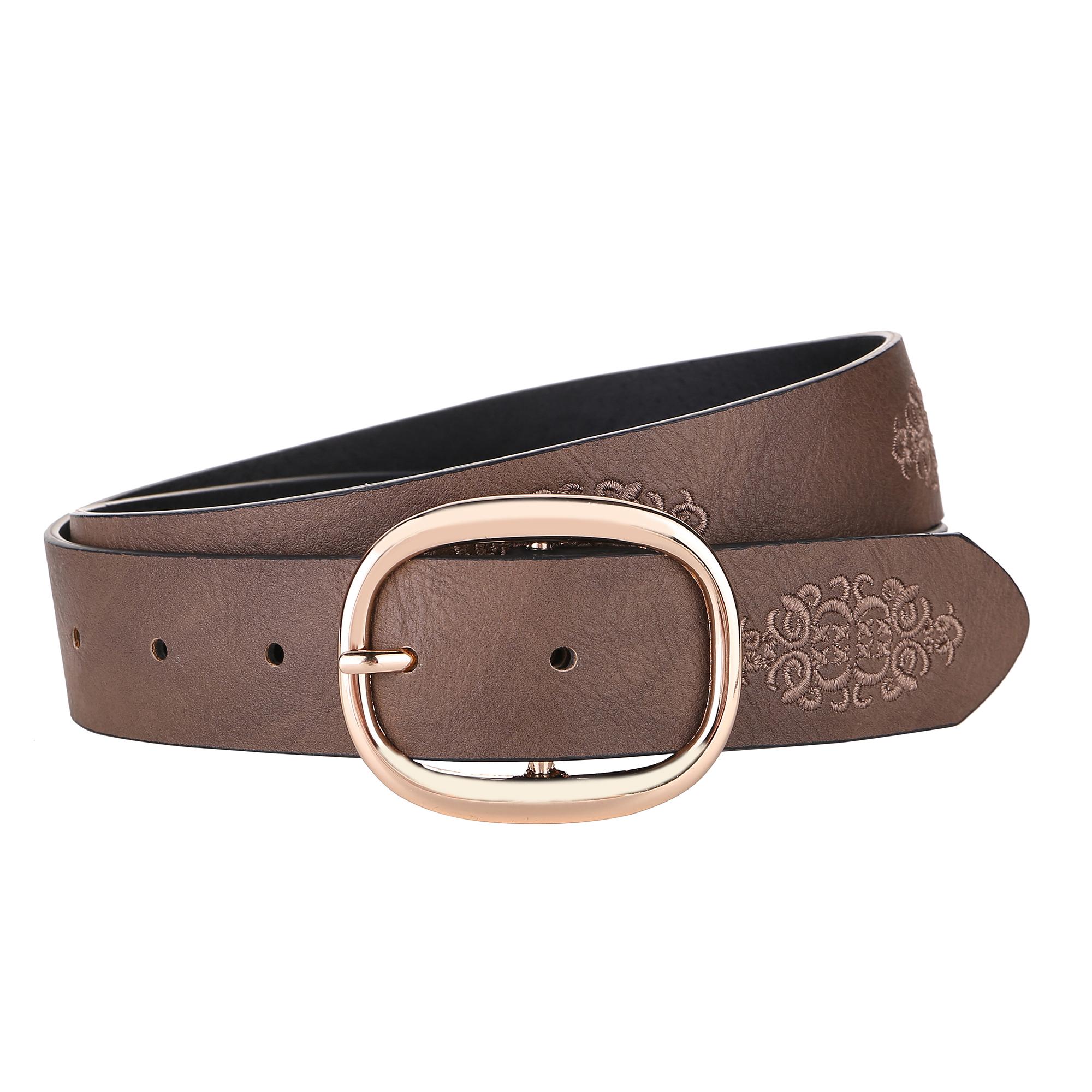 Womens Embroidered PU Leather Belt