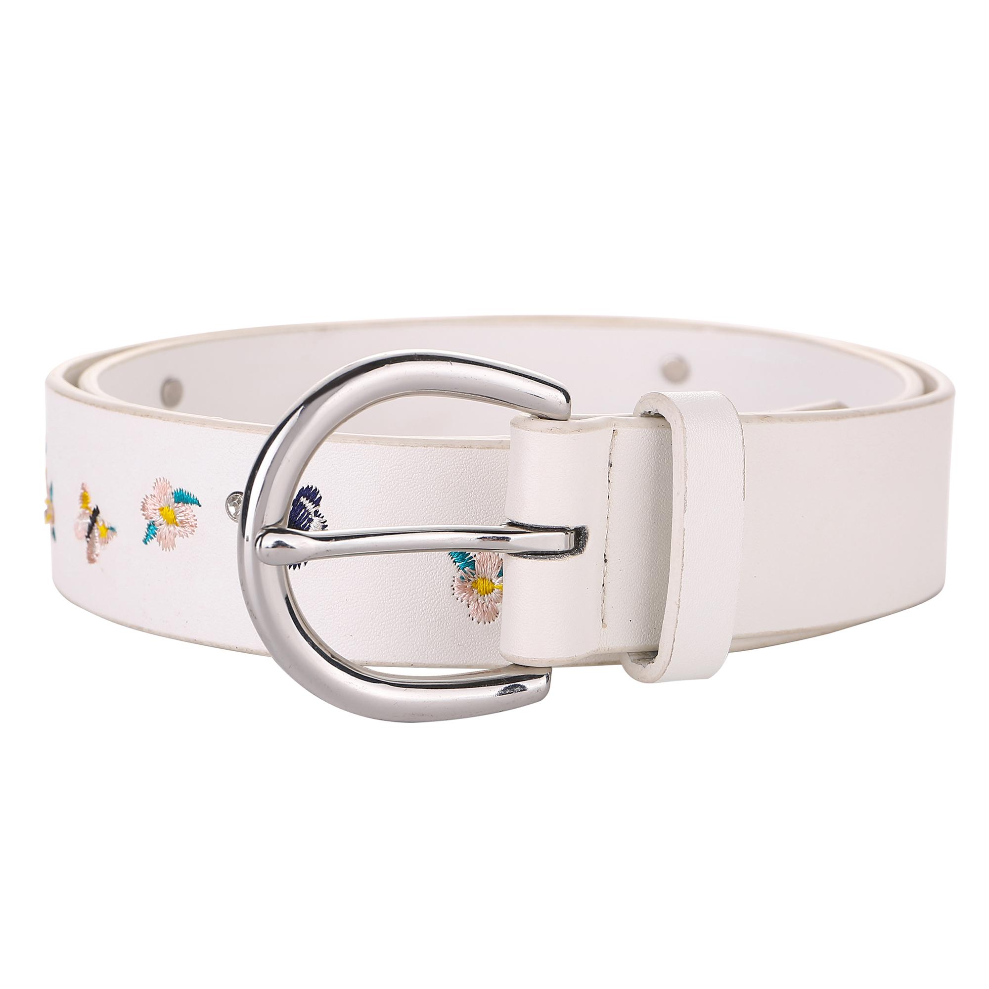 Womens Animals Embroidered PU Belt 