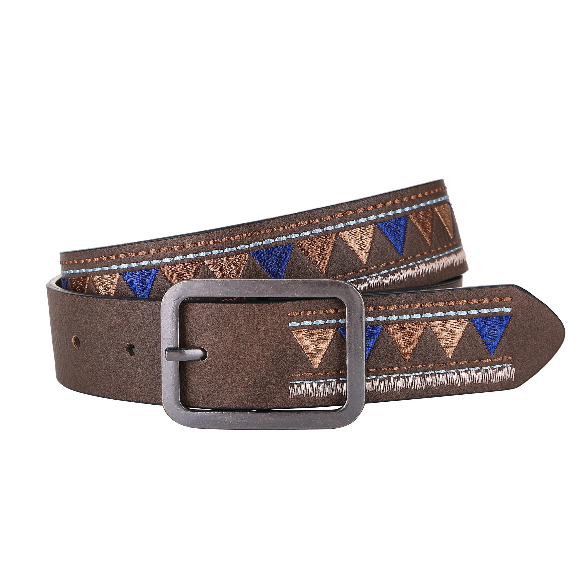 Mens PU Embroidered Belt 